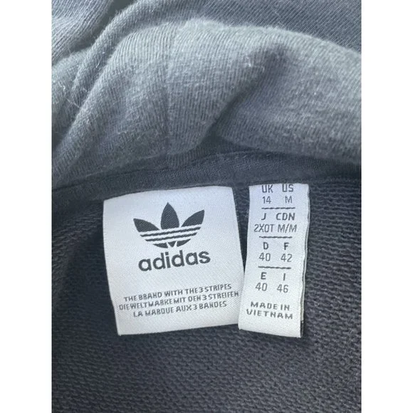 Adidas ADICOLOR CLASSICS CROP HOODIE M Black White Originals Cropped Trefoil - Picture 3 of 10